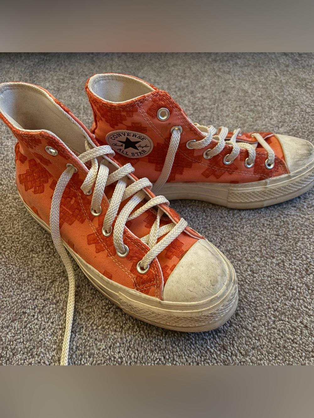 Converse Orange Platform High-Top Chuck Taylor Sneakers